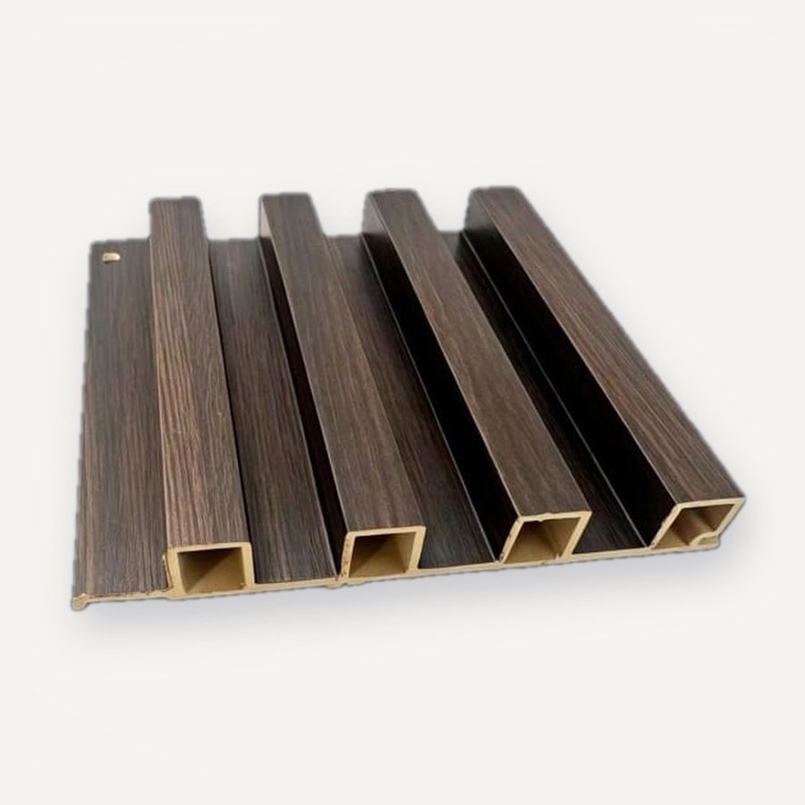 Panel Fluted motif JC-M13 — Kayu cokelat gelap