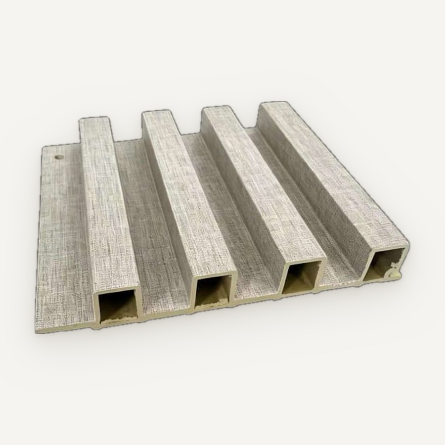 Panel Fluted motif JC-B17 — Abu muda tekstur linen