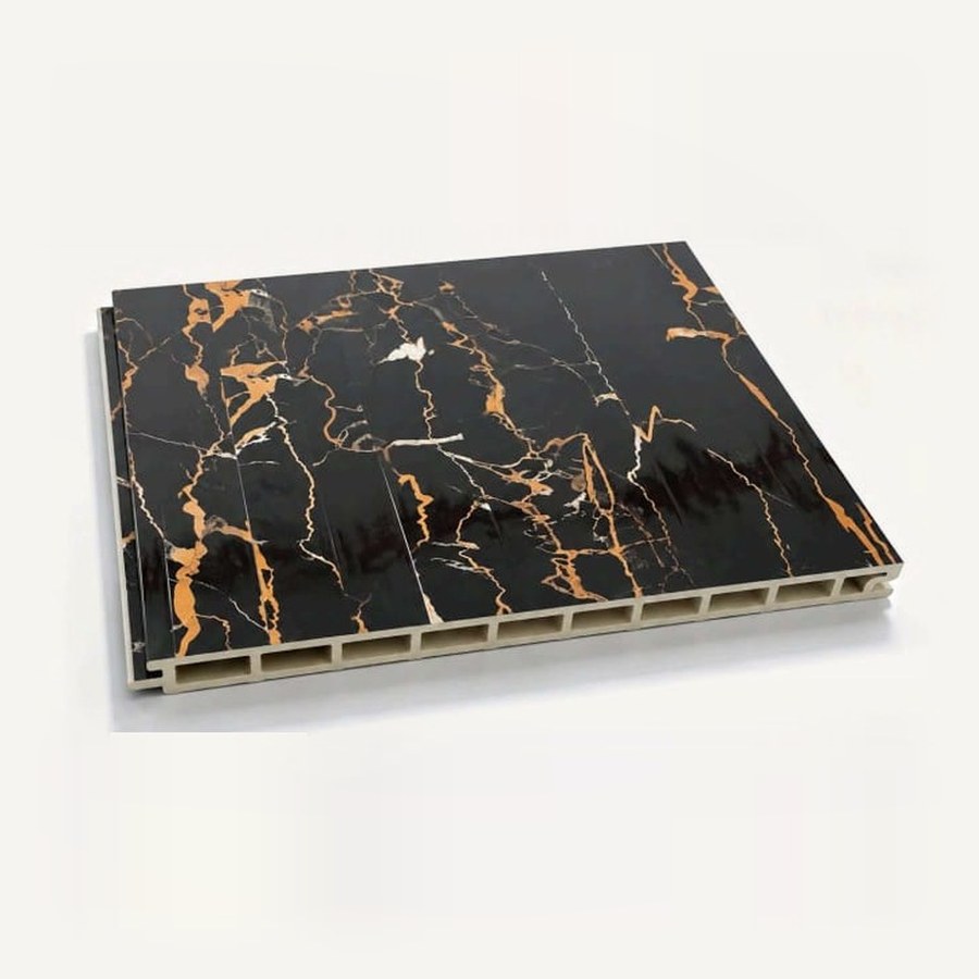 Panel Datar motif J-508 — Marmer hitam urat emas